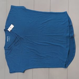 NWT Express One Eleven Women's Blue London Strappy Tshirt Size X-small XS